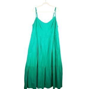 Universal Thread Size 2X Tiered Midi Dress Kelly Green Sundress Vacation Beach